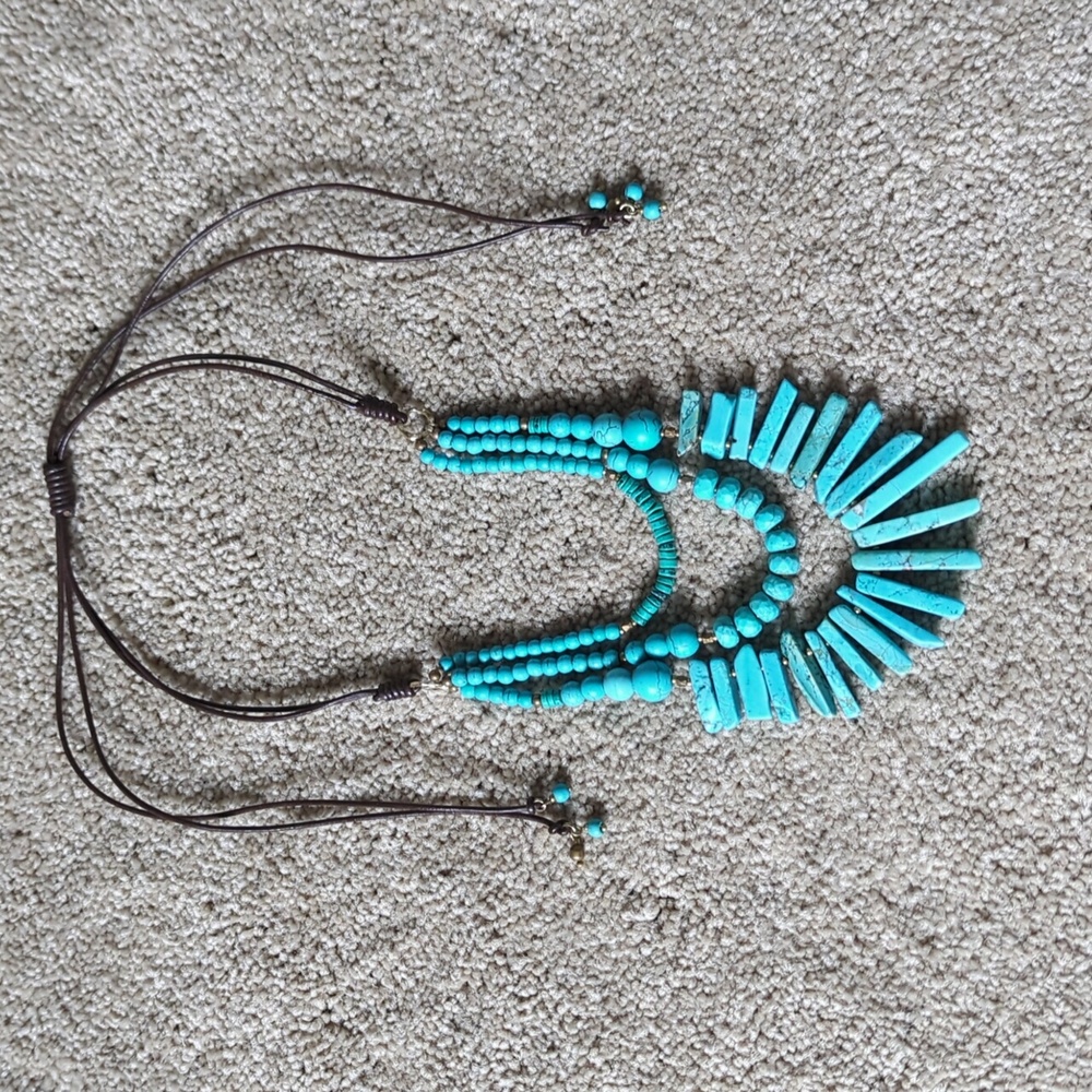 Anthropologie free people torquoise adjustable beaded necklace